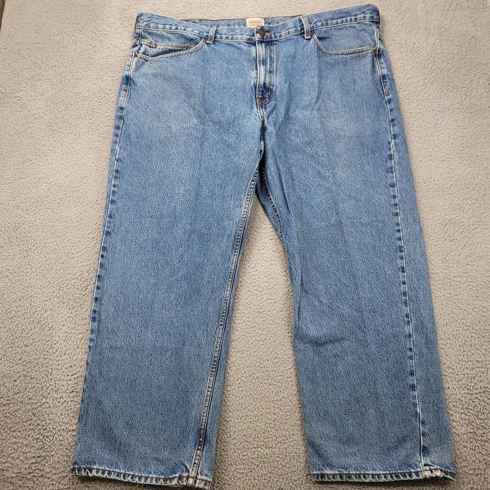 Schmidt‎ Workwear Jean Mens 46x30 Blue Denim Light Wash Straight Leg Distressed